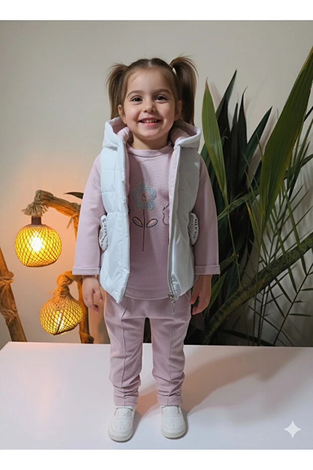 Yeleklı Kapsonlu Kız 3 Lu Takım